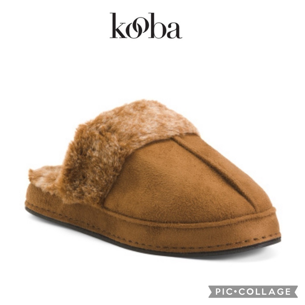 Kooba women Microsuede Scuff Chestnut slippers size S 5/6 NWT